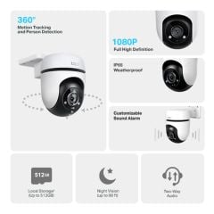 TP-LINK TAPO C500 Dış Mekan Yatay/Dikey Wi-Fi Güvenlik Kamerası 1080P, 360, AI Hareket Takip