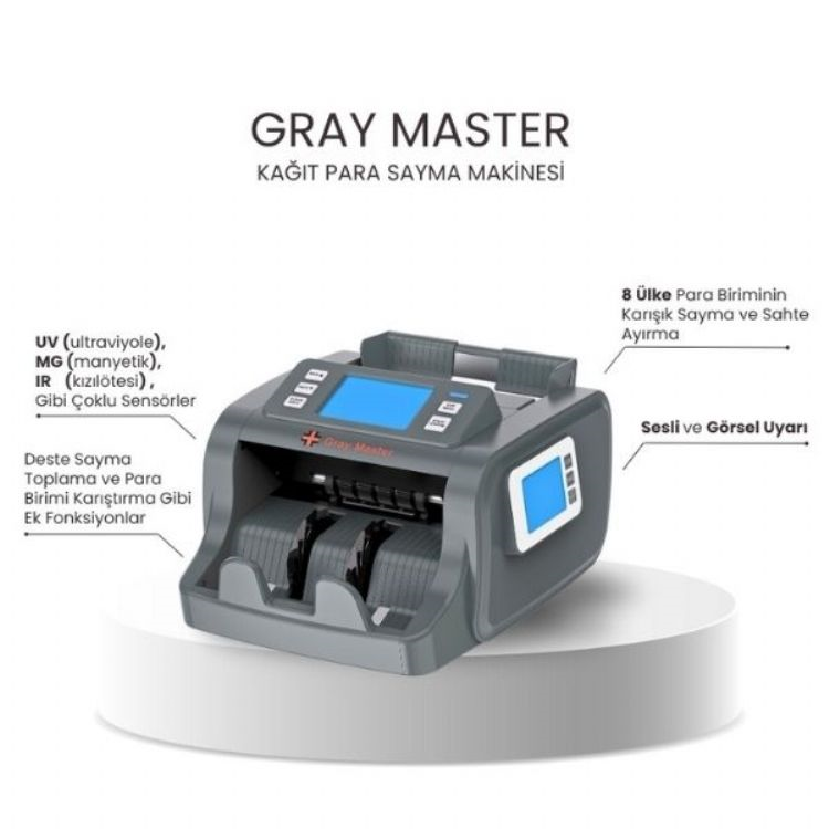 GRAY MASTER 8 ÜLKE KAĞIT PARA SAYMA MAKİNESİ
