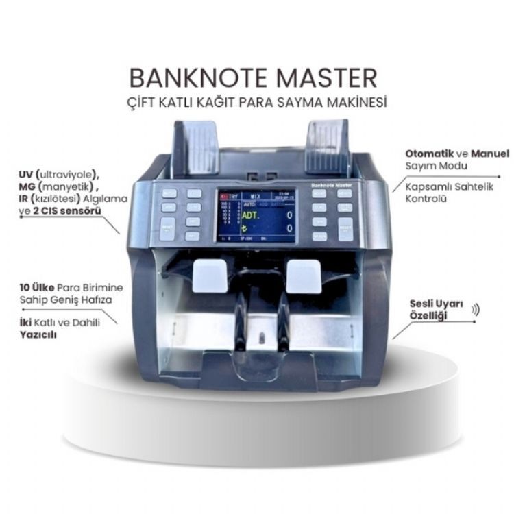 Banknote Master Çift Katlı 10 Ülke Para Sayma Birimine Sahip Geniş Hafıza