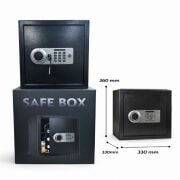 Para Kasası Şifreli, Parmak izi, Anahtarlı - 33 x 33 x 36 cm